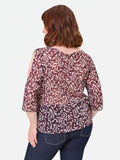 Blusa Curvy  rosso bordeaux in raso fantasia