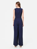 Tuta intera blu navy con drappeggio