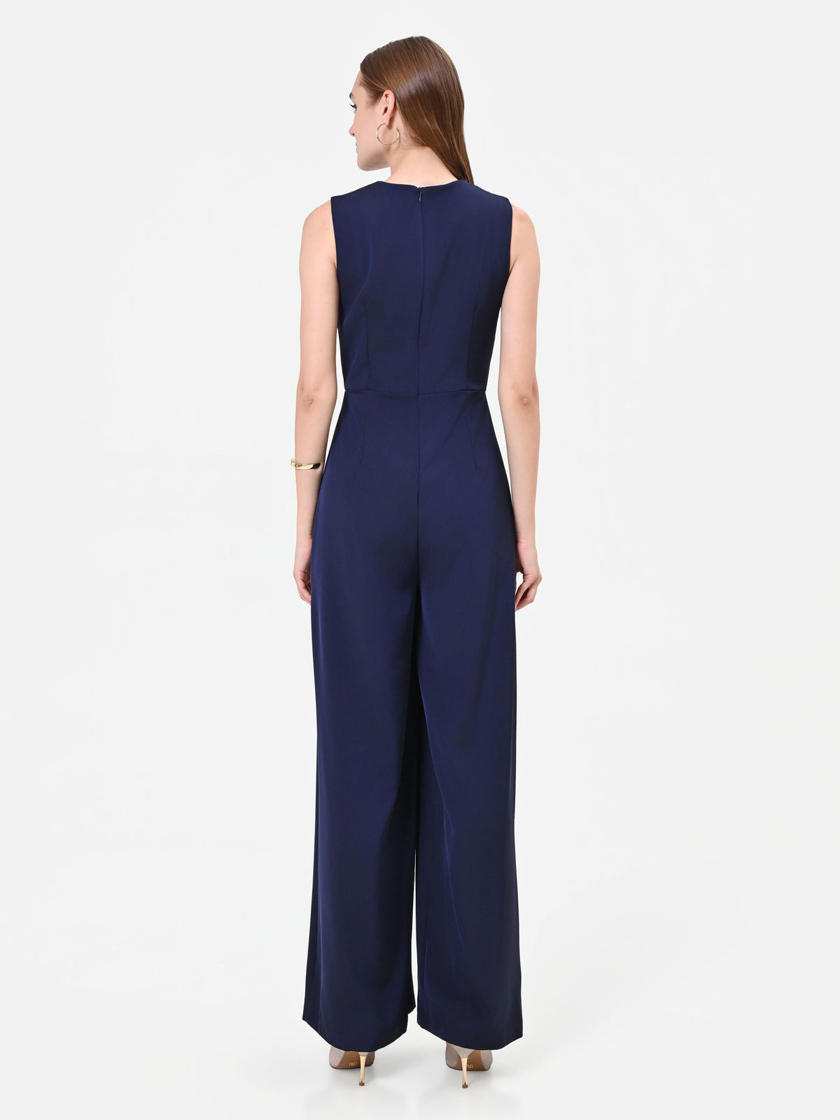 Tuta intera blu navy con drappeggio
