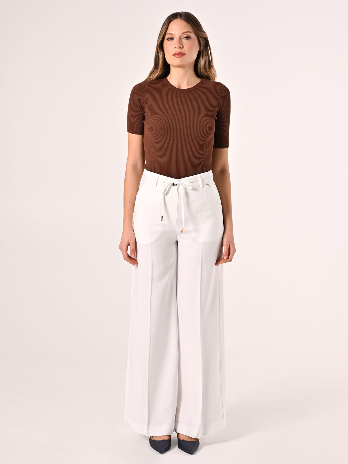 Pantaloni Ampi Bianchi in Viscosa