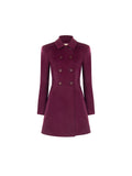 Cappotto bordeaux rosso a trapezio in velour