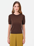 Maglia in lana marrone a maniche corte