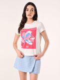 T-Shirt Stampata con Ricamo in Rilievo