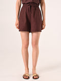 Shorts Marrone Cioccolato in Lino Cotone