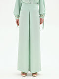 Pantalone palazzo verde menta con spacco frontale