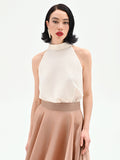 Top panna con scollo all'americana