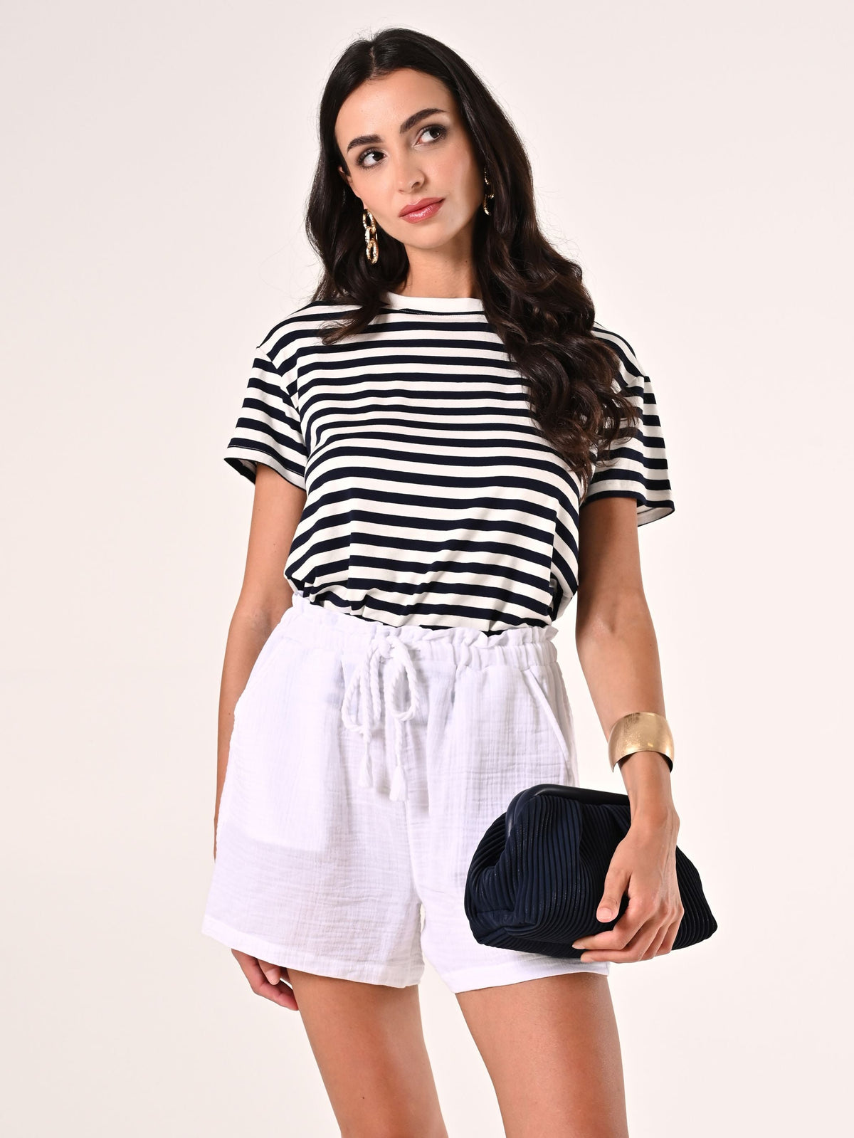 Pantaloni Ampi Corti in Cotone Bianco