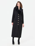 Cappotto lungo nero con inserto effetto pelliccia