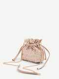 Borsa a sacca rosa con paillettes