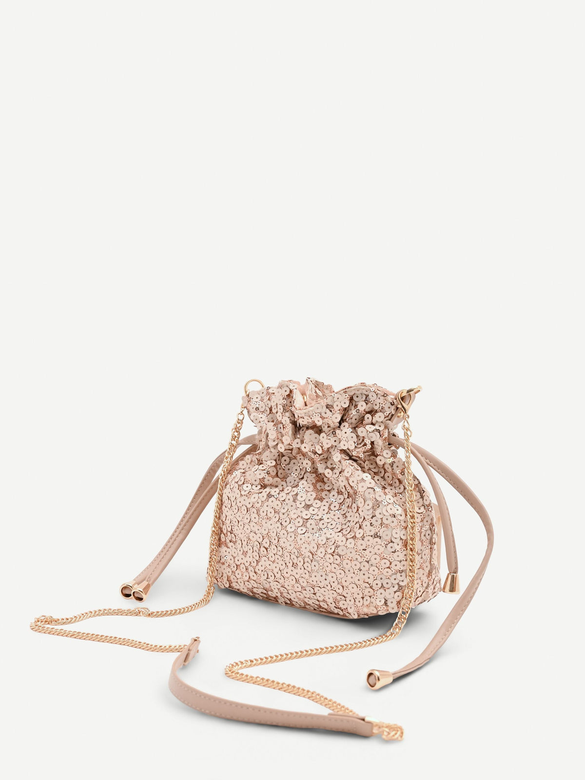 Borsa a sacca rosa con paillettes