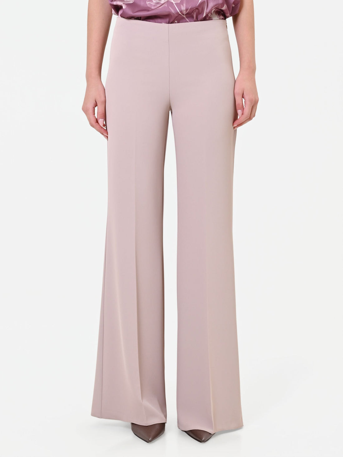 Pantalone palazzo tortora beige in cadi