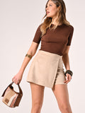 Mini Gonna in Simil Suede Beige