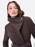 Cappotto lungo marrone moro a portafoglio misto viscosa