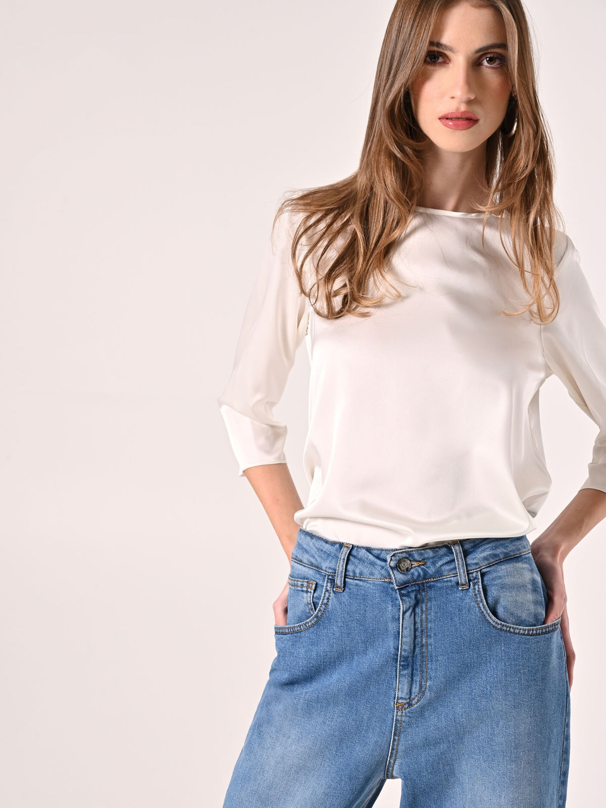 Blusa in Raso Bianca