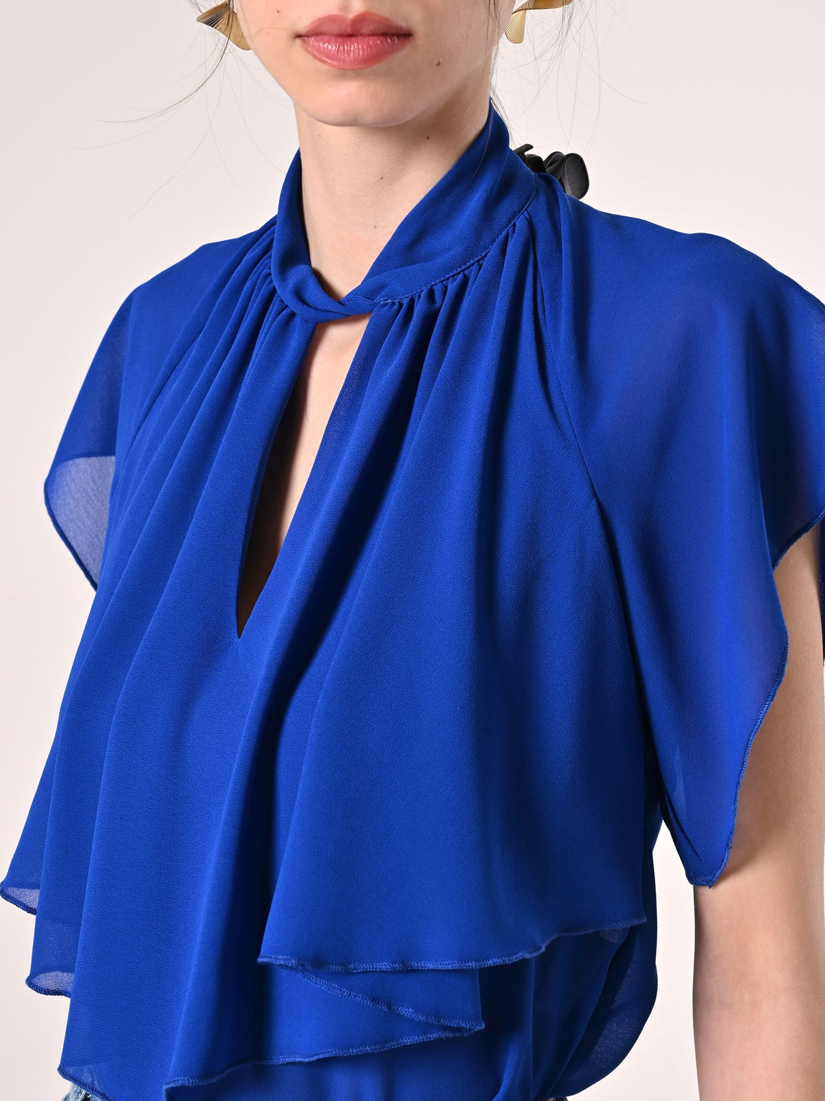 Blusa con Rouches Blu Cina