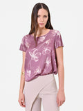 Blusa rosa antico con stampa floreale