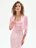 Coprispalla bolero rosa pastello con rever