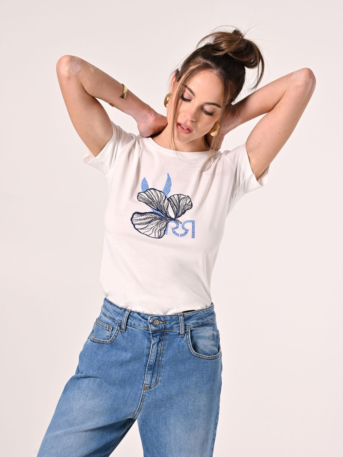 T-Shirt Bianca in Misto Viscosa
