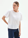 T-shirt bianca con doppio velo e applicazioni brillanti