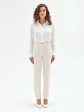 Pantaloni slim bianchi in tessuto fluido mano Crepe
