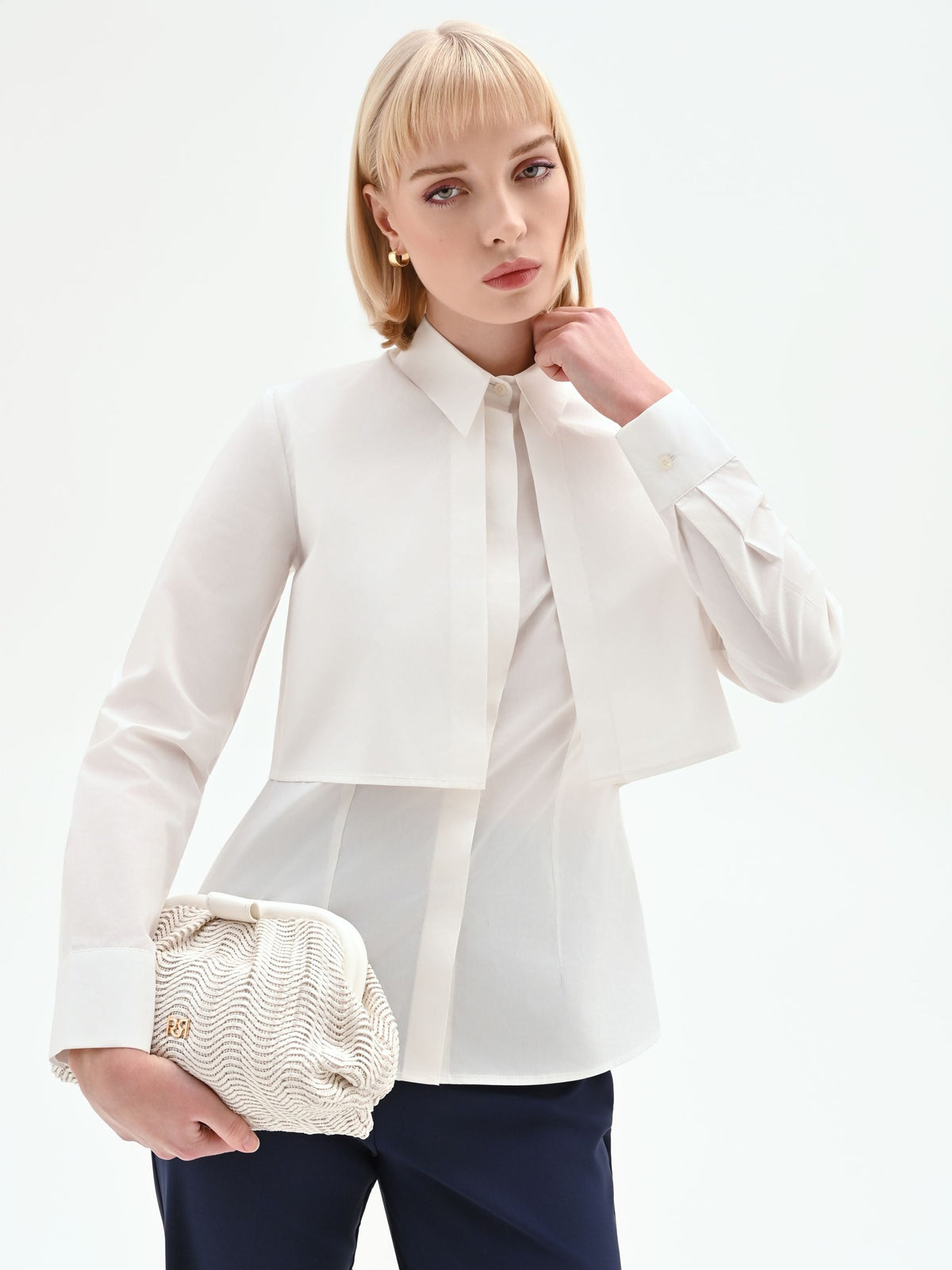 Camicia tre-in-uno bianca in cotone