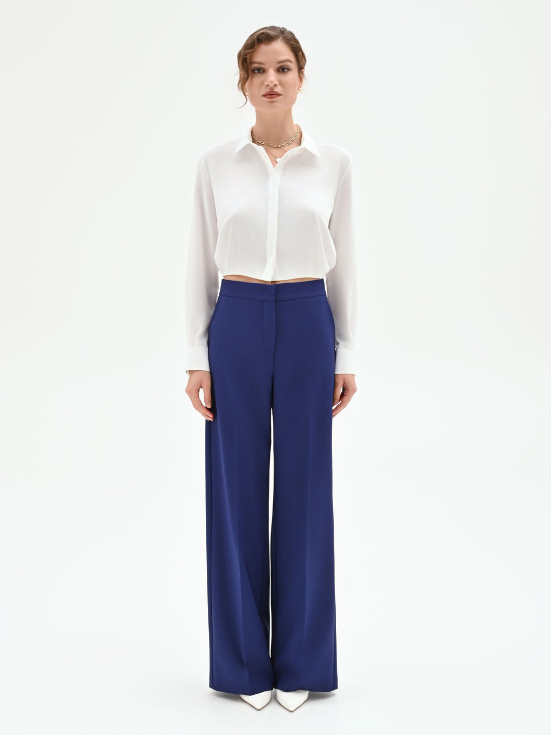 Pantalone Studio a palazzo in tessuto tecnico blu indaco