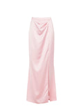 Gonna lunga rosa pastello in raso
