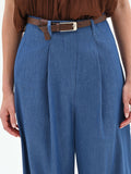 Pantalone a palazzo blu indaco con cintura