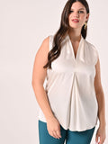 Blusa Curvy in Raso Bianco