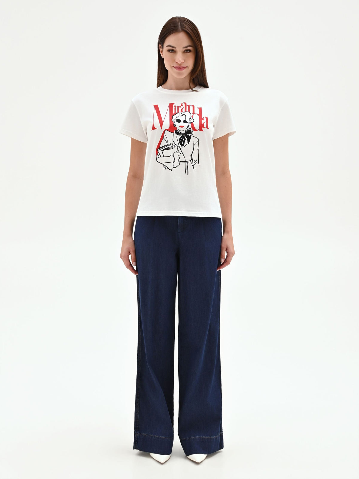 T-shirt 'Miranda: The Devil Wears Prada' bianca in cotone