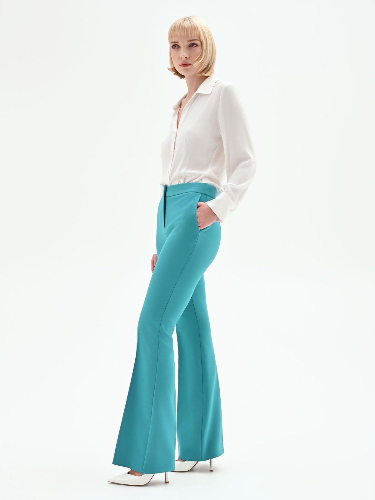 Pantaloni studio Flared Verde Smeraldo