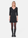 Abito corto nero in tweed con fiocchi