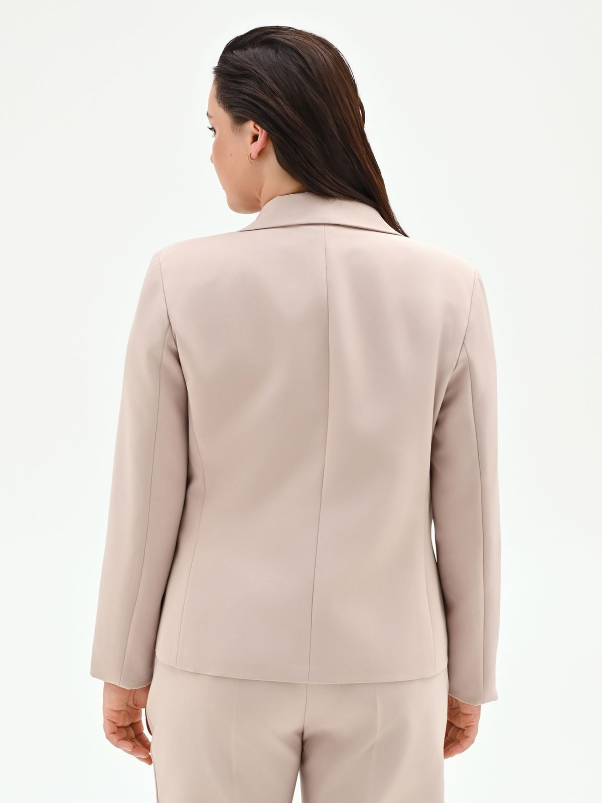 Giacca Curvy monopetto tortora beige in tessuto tecnico