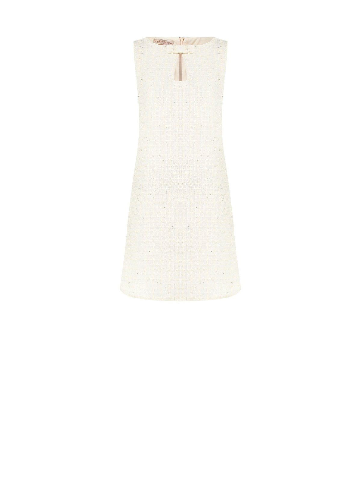 Abito Beige Chiaro in Tweed con Micro Paillettes