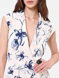 Gilet con stampa floreale blu navy