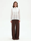 Camicia panna bianco con plastron plissé