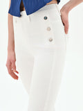 Jeans bianchi skinny con bottoni laterali