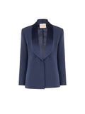 Giacca blu navy con collo a scialle