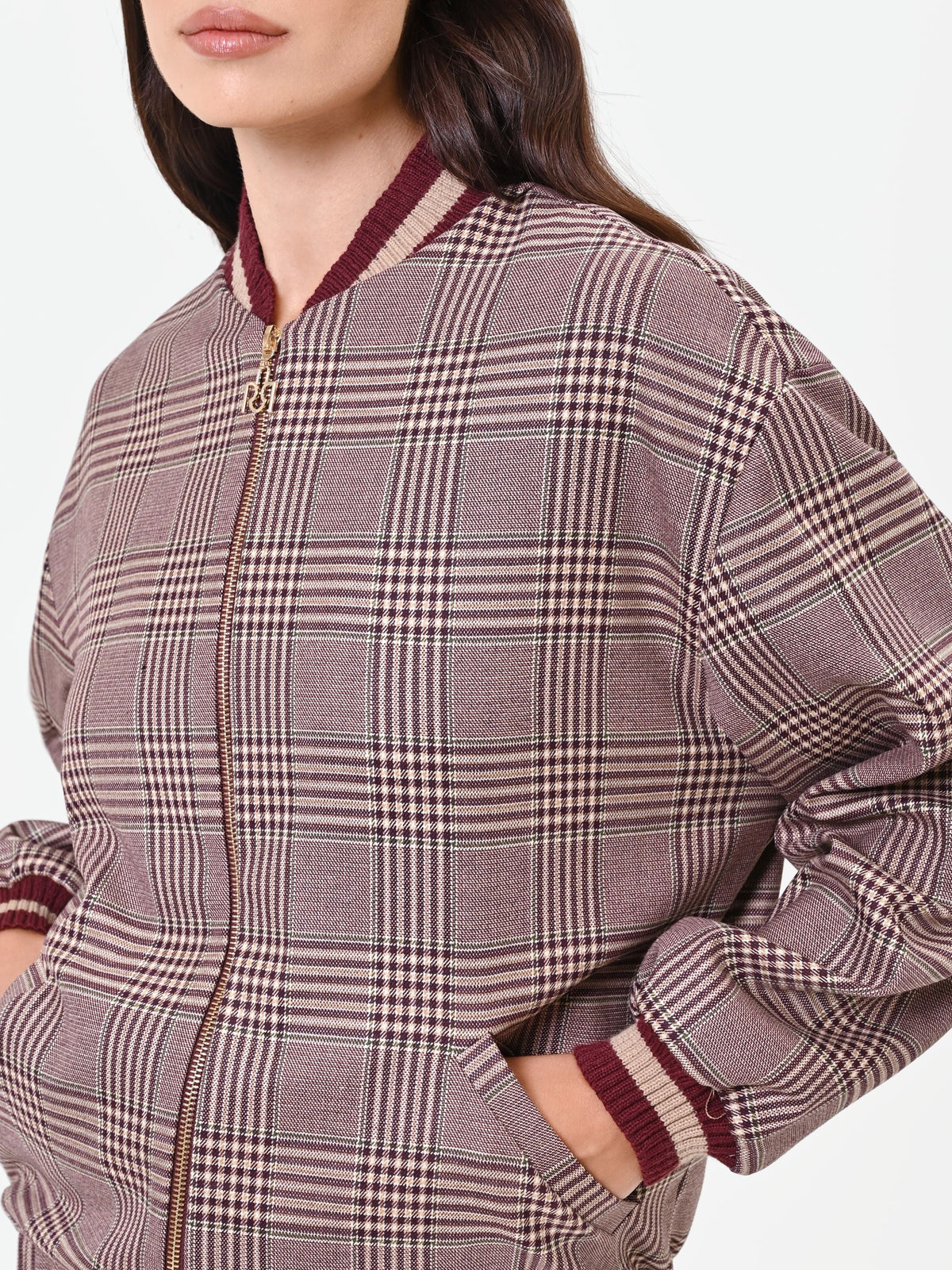 Bomber fantasia check rosso bordeaux