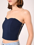 Top in Tessuto Tecnico Blu