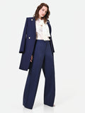 Pantalone a palazzo blu navy con piega stirata