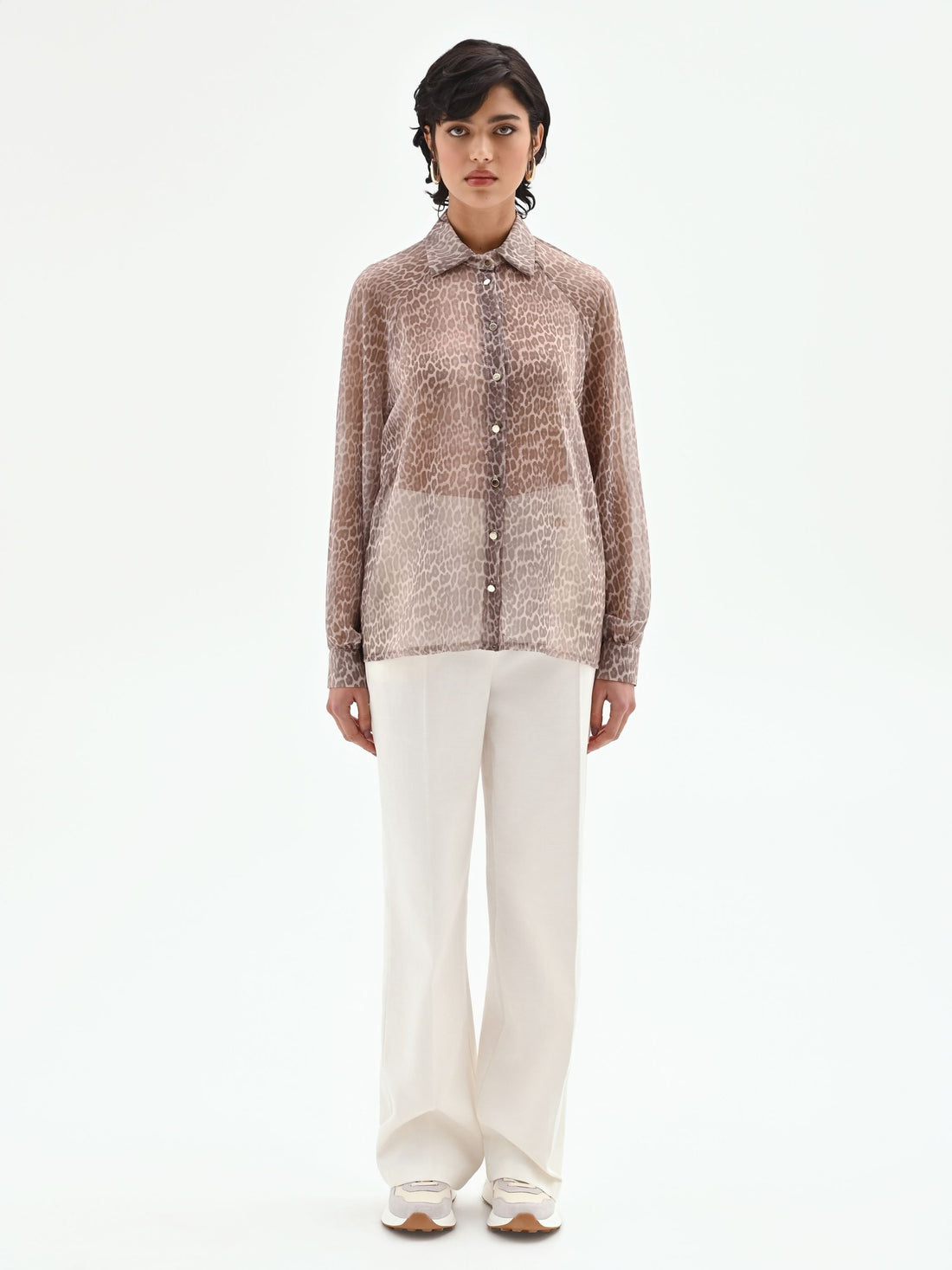 Camicia stampa animalier tortora beige