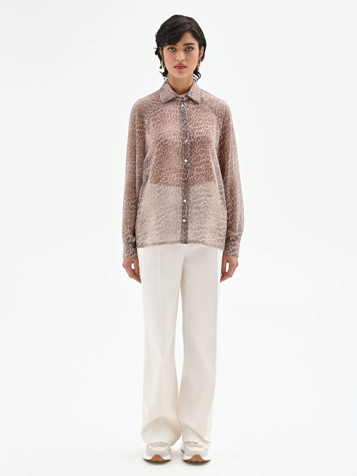Camicia stampa animalier tortora beige