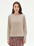 Blusa beige in raso con polsini