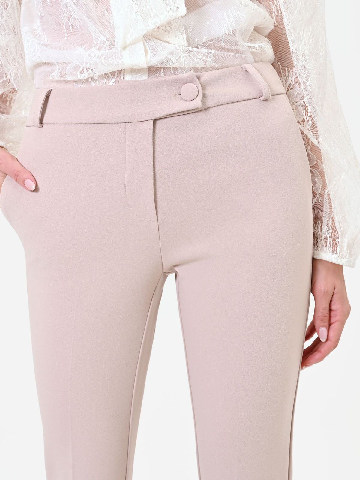 Pantalone skinny tortora beige