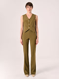 Pantaloni in Tessuto Tecnico Verde Militare con Fascione in Vita