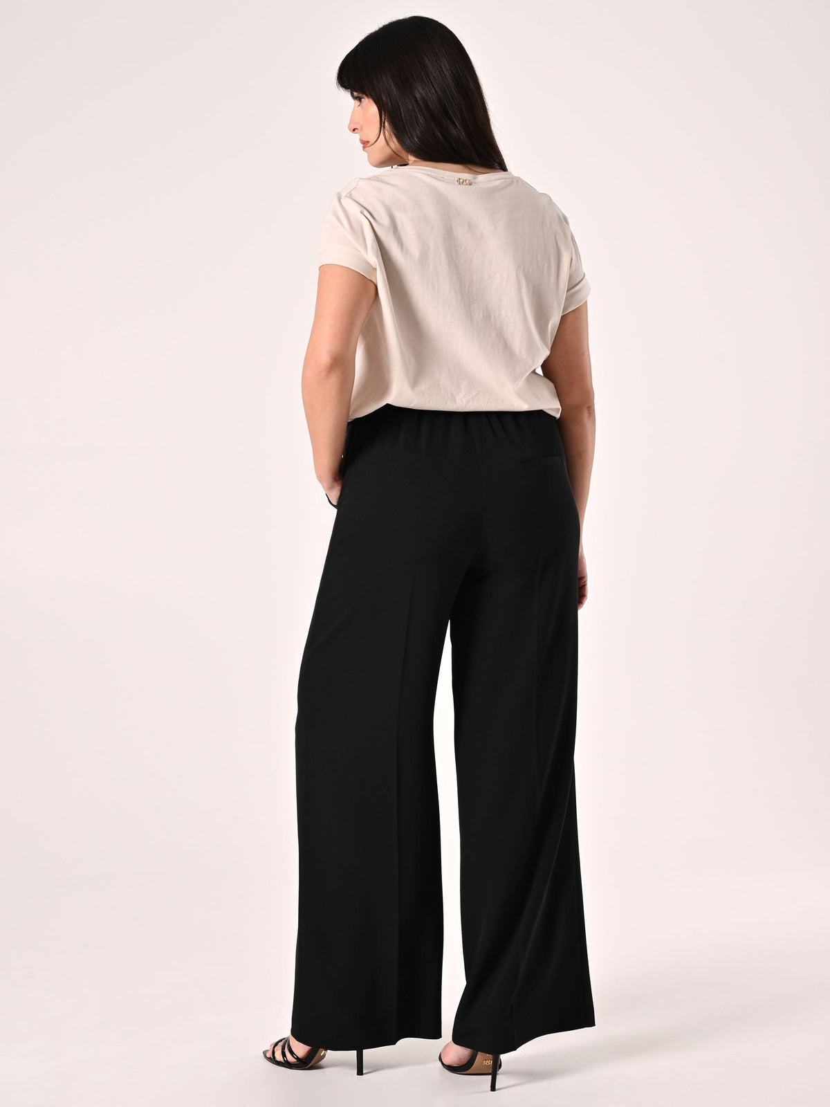 Pantaloni Palazzo Curvy Neri in Cadi
