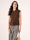 Camicetta in Lino Viscosa Marrone