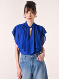 Blusa con Rouches Blu Cina