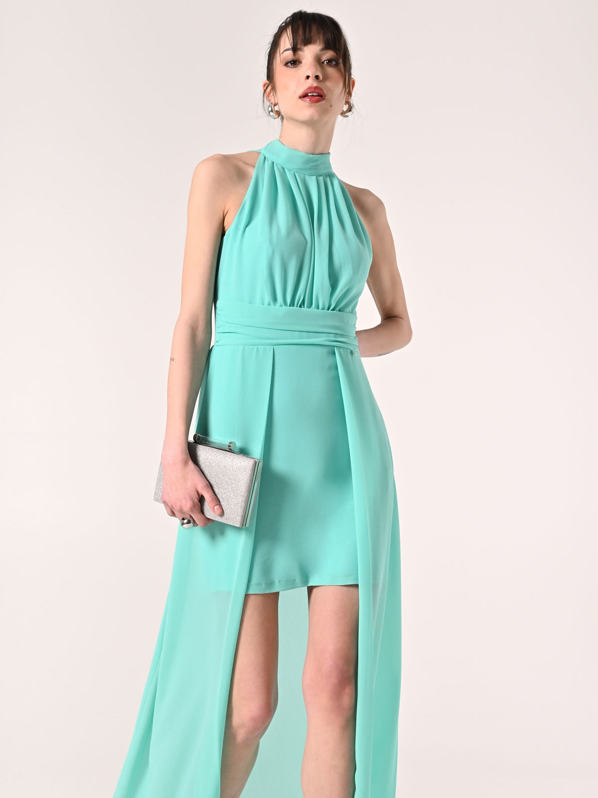 Abito High-Low Verde Acqua